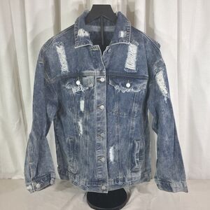 Forever 21 Blue Distressed Jean Jacket